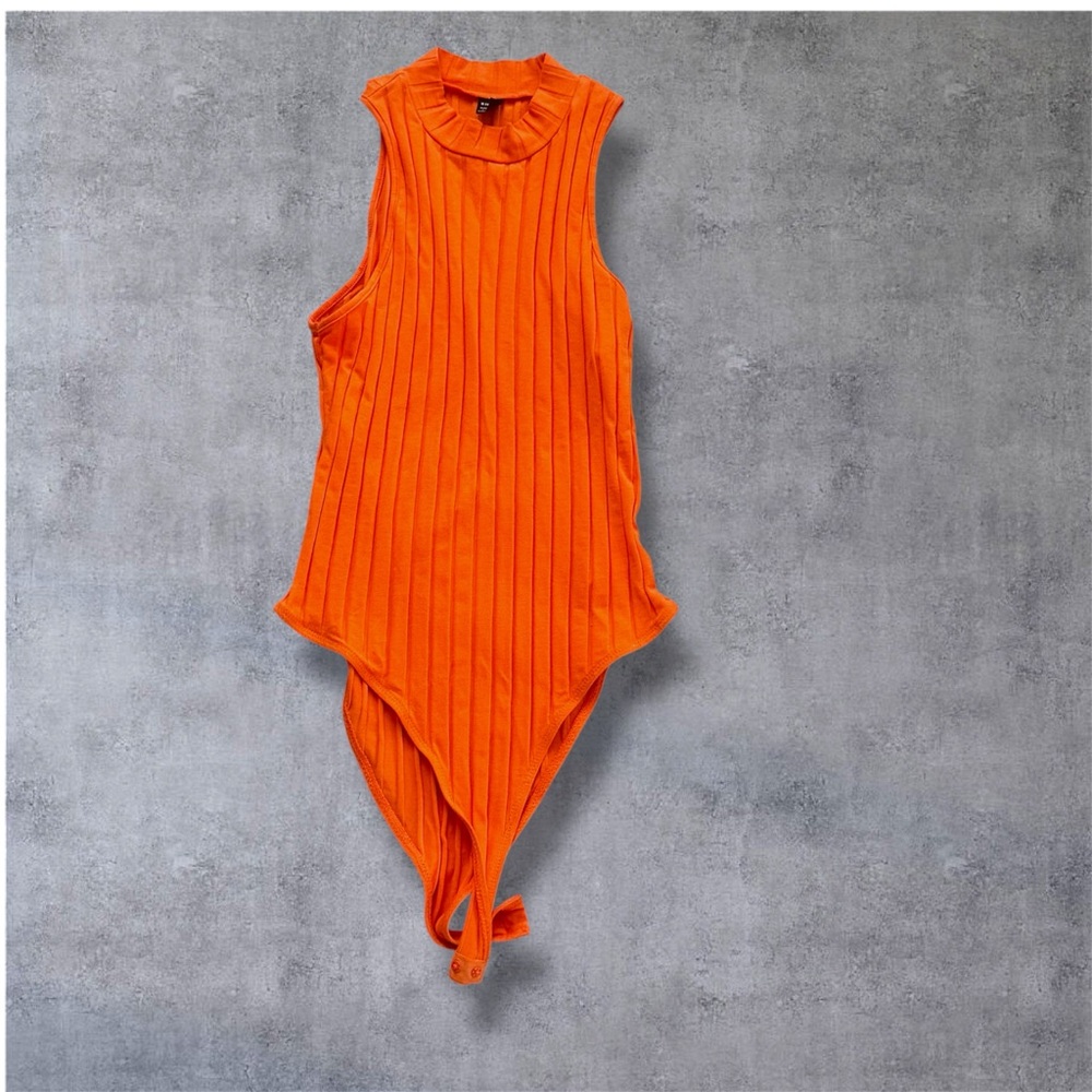 SHEIN Orange Ribbed Bodysuit